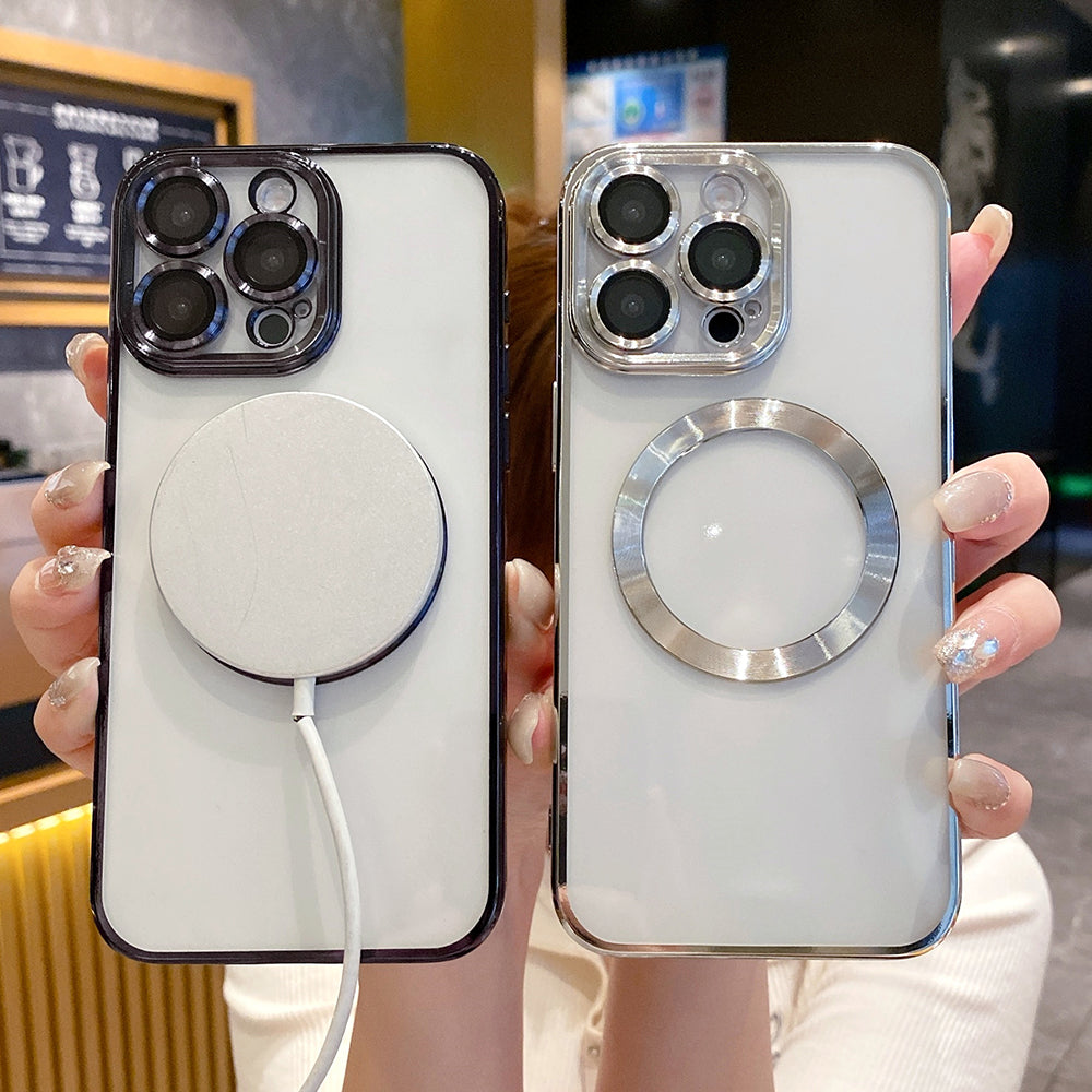 Coque Apple iPhone de luxe magnétique en silicone souple | Protection de l'appareil photo, revêtement transparent de qualité supérieure, chargement sans fil Magsafe et résistant aux rayures.