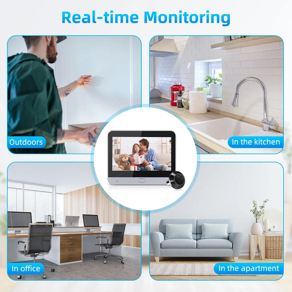 Premium Tuya 1080p 2.4G WiFi Magische Türkamera, Automatische Erfassung, Digitales Türspion, Drahtlose Türklingel für Zuhause