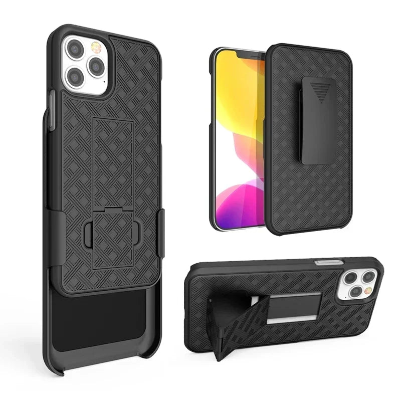 Étui combiné 2 en 1 de haute qualité avec clip ceinture et support pour iPhone | Étui MagSafe pour Apple iPhone 15/14/13/12 Pro Max Plus | Étui de téléphone blindé et housse de protection pour appareil photo