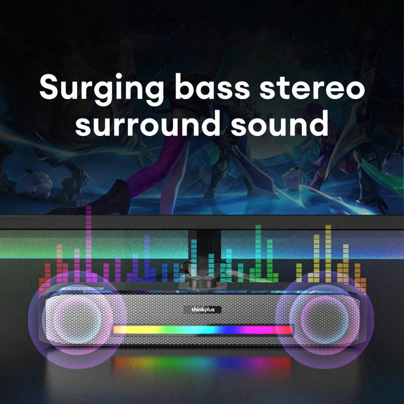 Haut-parleur original haut de gamme avec câble et Bluetooth 5.0 pour ordinateurs de bureau, ordinateurs portables et MacBook Barre de son surround home cinéma avec caisson de basses