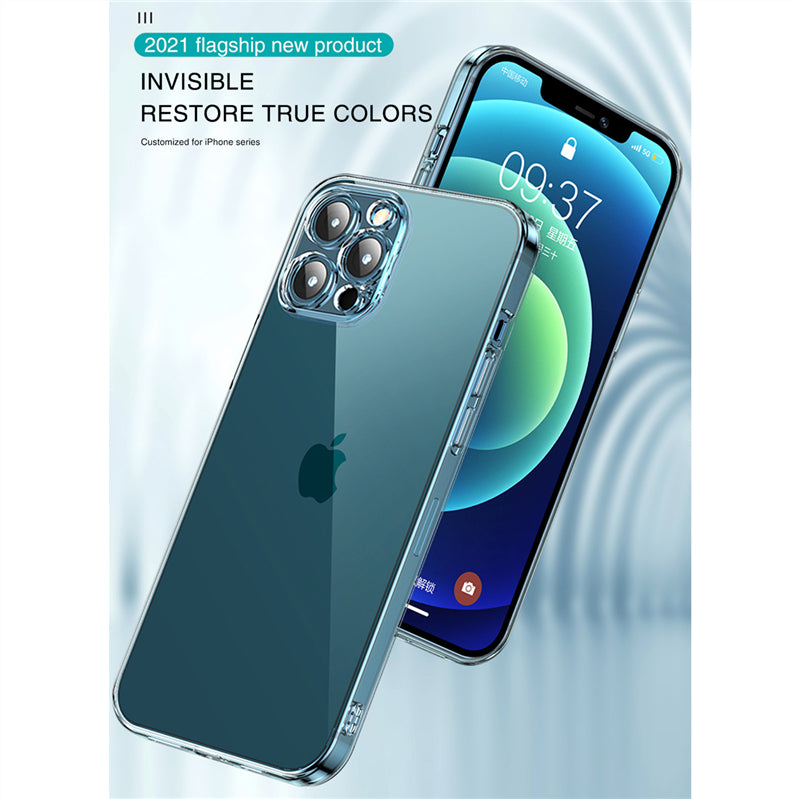 Transparent Silicone Case for Apple iPhone 16/15/14/13/12 Pro Max Plus Mini | Clear Military-Strength Protection with Premium Plating Square Frame
