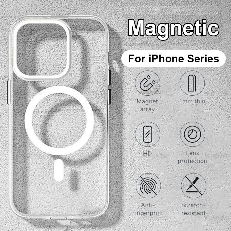 Ultra-Thin Magnetic Transparent For Apple iPhone 16/15/14/13/12 Pro Max Plus Mini Case | Premium Shockproof Slim Frameless Clear Water-Resistant Protective Cover with Magsafe