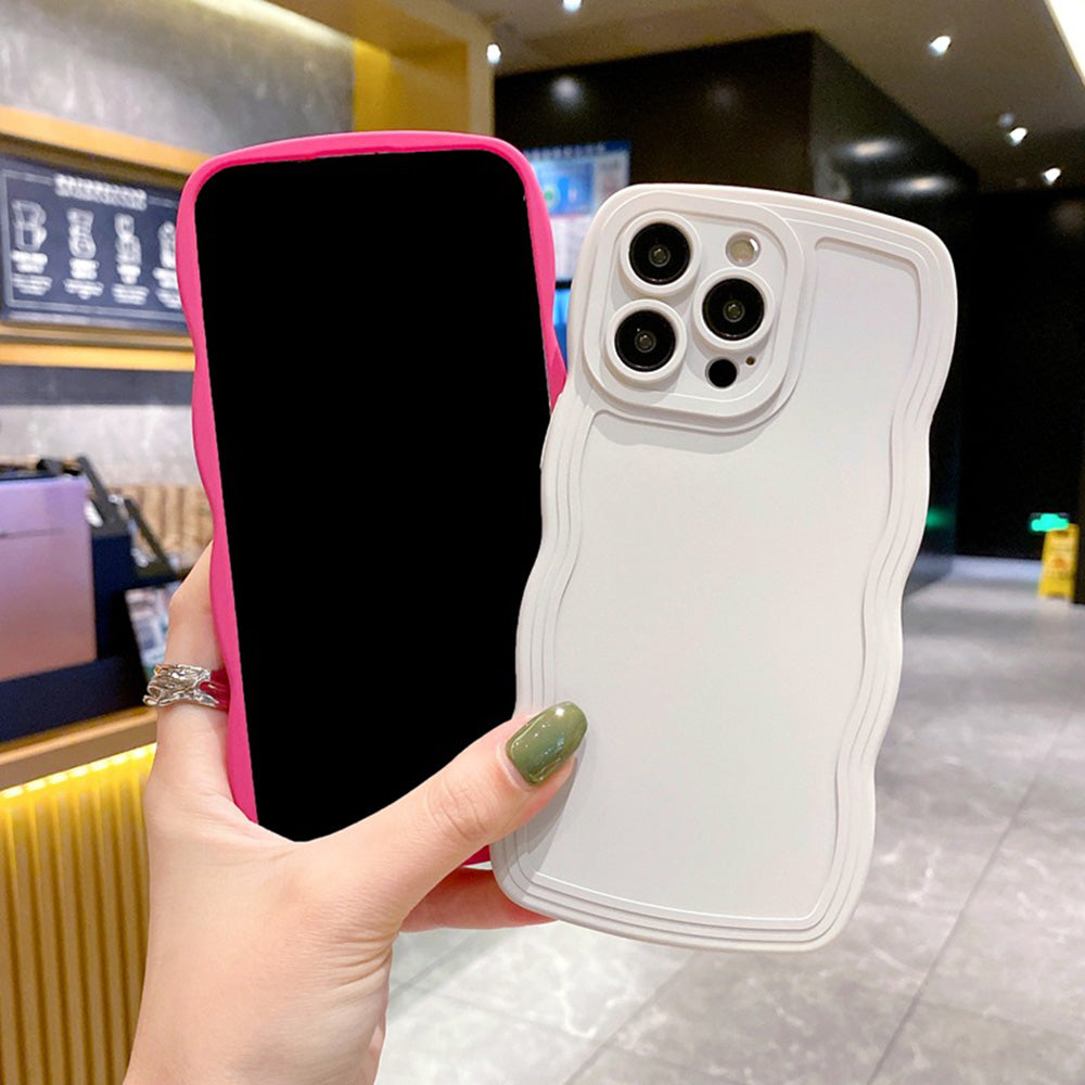 Premium Stylish Solid Color Curly Wave Design iPhone Case | MagSafe Case with Camera Lens Protector for Apple iPhone 16/15/14/13/12 Pro Max Plus Mini | Heavy Duty, Bumper Cover Phone Case | Premium Silicone Protective Cover