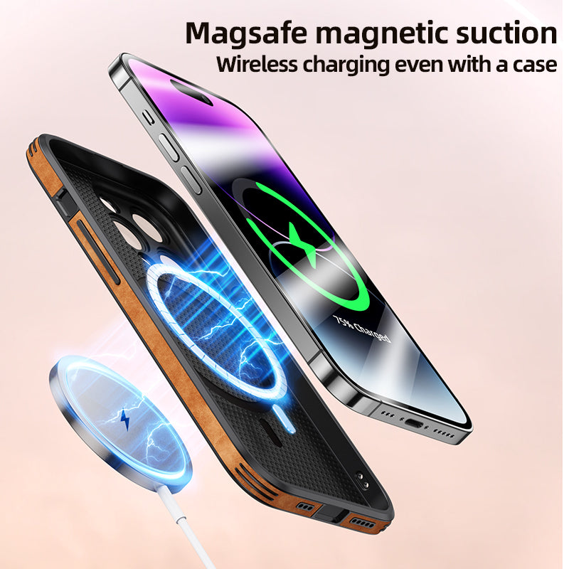 Étui pour iPhone en cuir de haute qualité avec housse de protection antichoc pour appareil photo | Étui MagSafe pour Apple iPhone 15/14/13 Pro Max Plus | Étui pour téléphone portable Panzer