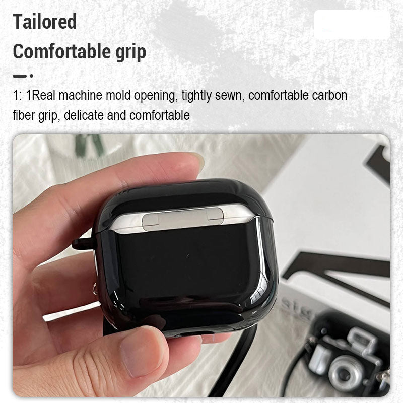 Étui pour écouteurs au design rétro de qualité supérieure avec flash lumineux pour Apple AirPods 1, 2, 3 et Pro : étui de protection en silicone souple avec sangle – Étui élégant et protecteur pour AirPods de 3e génération