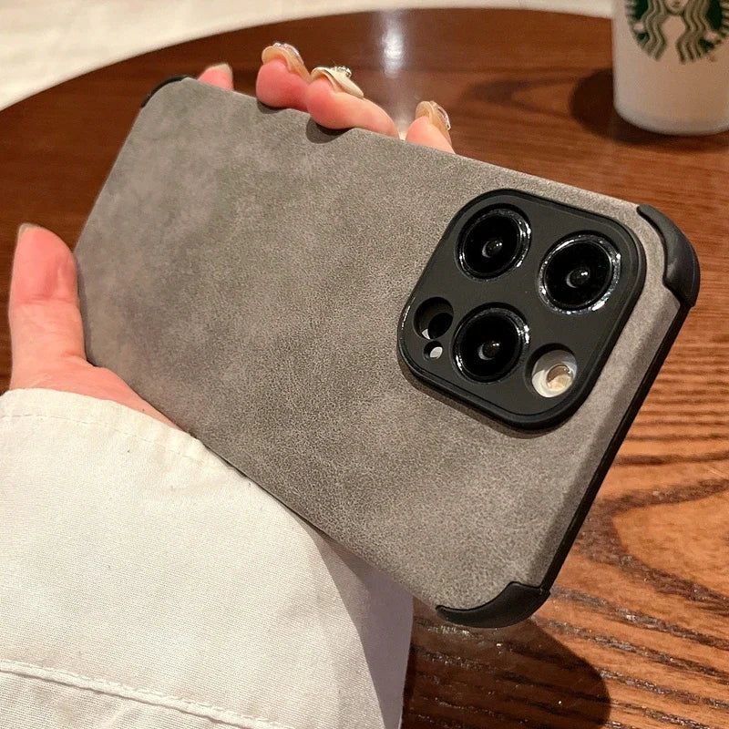 Étui Apple iPhone de luxe personnalisé en cuir d'agneau | Nom personnalisé | Étui MagSafe avec protection d'appareil photo pour iPhone 13 14 15 Pro Max Plus