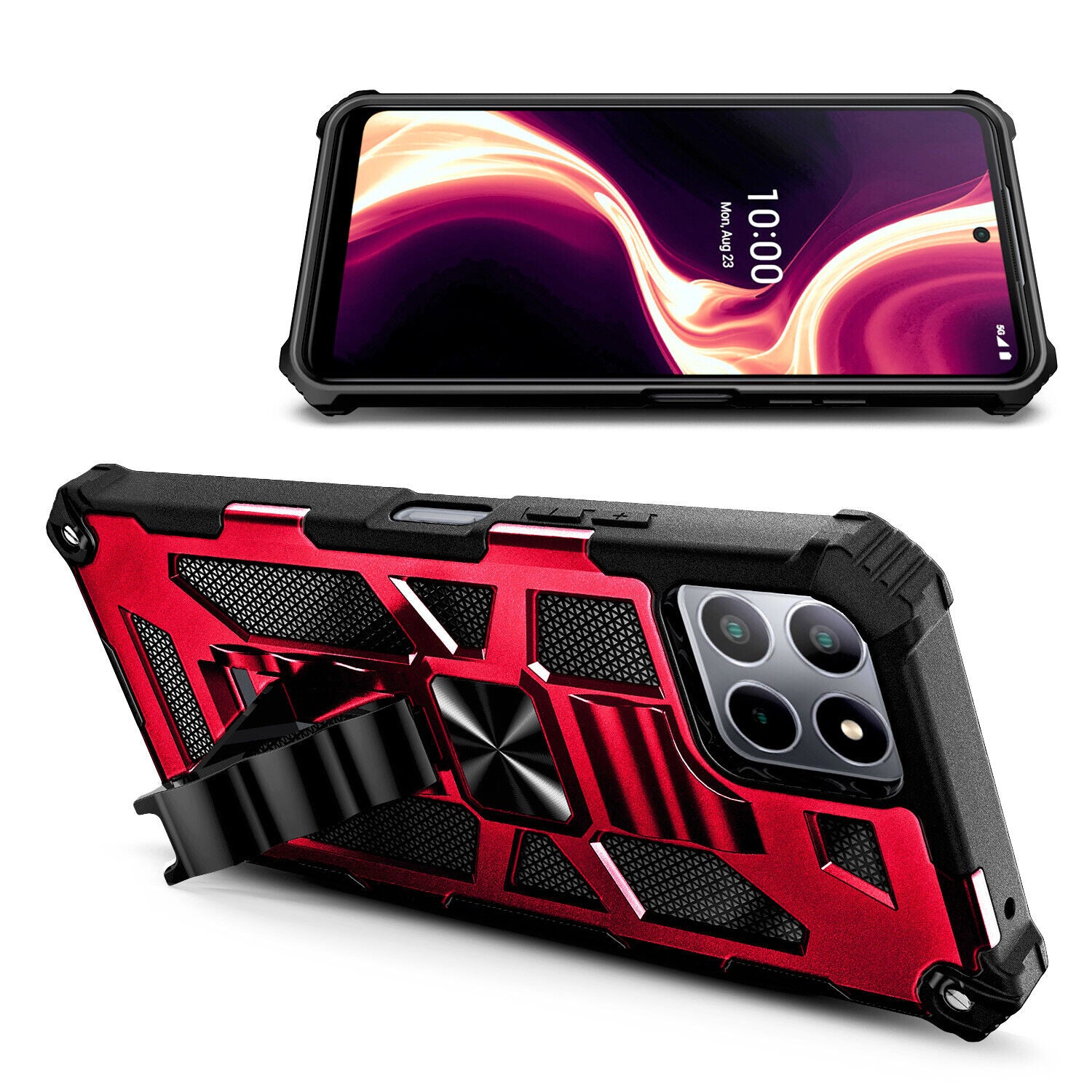 Coque iPhone armure militaire hybride de haute qualité MagSafe Case pour Apple iPhone 15/14/13/12 Pro Max Plus avec support intégré, coque camouflage, protection complète de l'appareil photo et protection d'écran