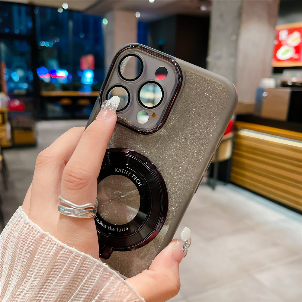 Étui Apple iPhone en métal magnétique | Protection supérieure antichoc de qualité supérieure – Luxe fin mat avec protection d'objectif en verre pour appareil photo, support et couvercle de support de main.