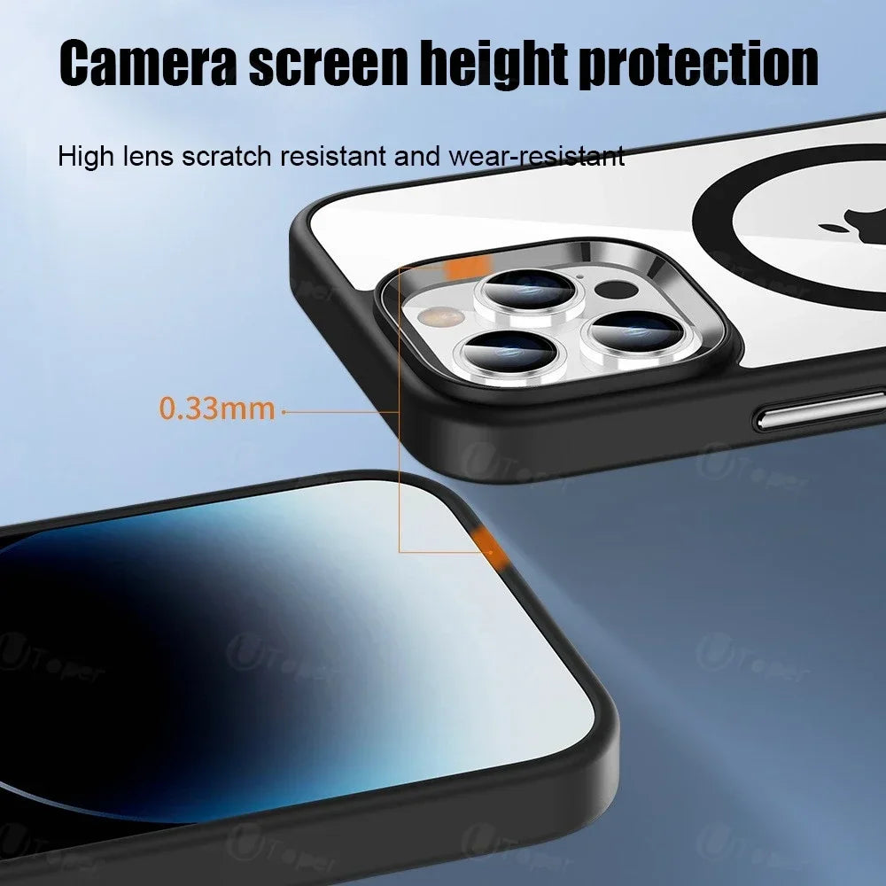 Premium iPhone Case Clear HD | Magnetic MagSafe & Wireless Charging | Shockproof Transparent Hybrid Armor with Camera Lens Protection for Apple iPhone 16/16e, 15, 14, 13, 12 Pro Max, Pro, Plus & Mini Cover