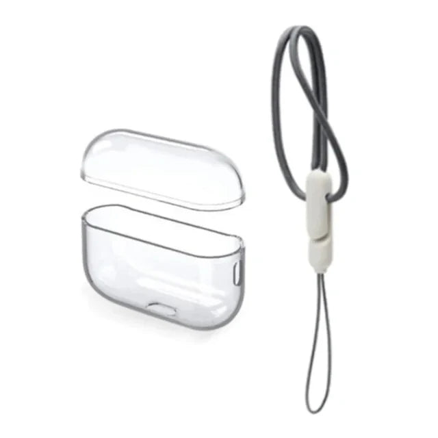 Étui en silicone transparent de haute qualité pour Apple AirPods Pro & 1/2/3 | Étui de protection transparent en TPU souple avec corde - Accessoires pour AirPods