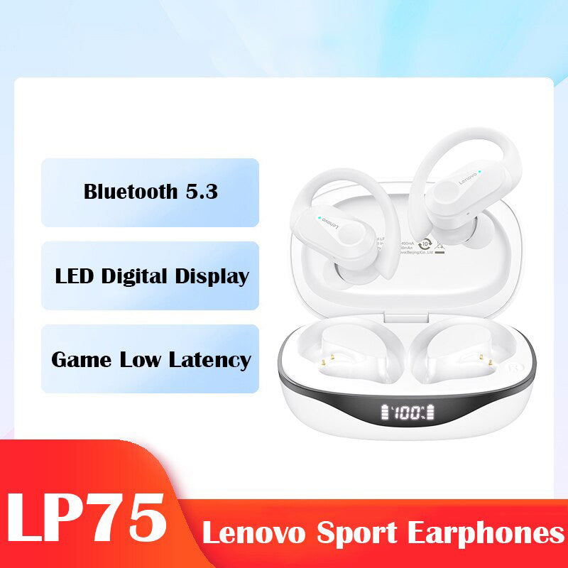 Lenovo LP75 Hochwertiges Bluetooth 5.3 Kopfhörer TWS Wireless Sport LED Digital Anzeige HiFi Stereo Rauschunterdrückung
