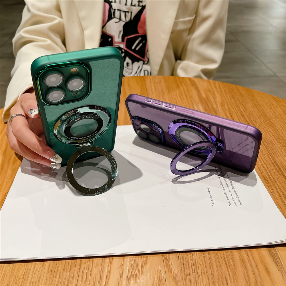 Étui Apple iPhone en métal magnétique | Protection supérieure antichoc de qualité supérieure – Luxe fin mat avec protection d'objectif en verre pour appareil photo, support et couvercle de support de main.