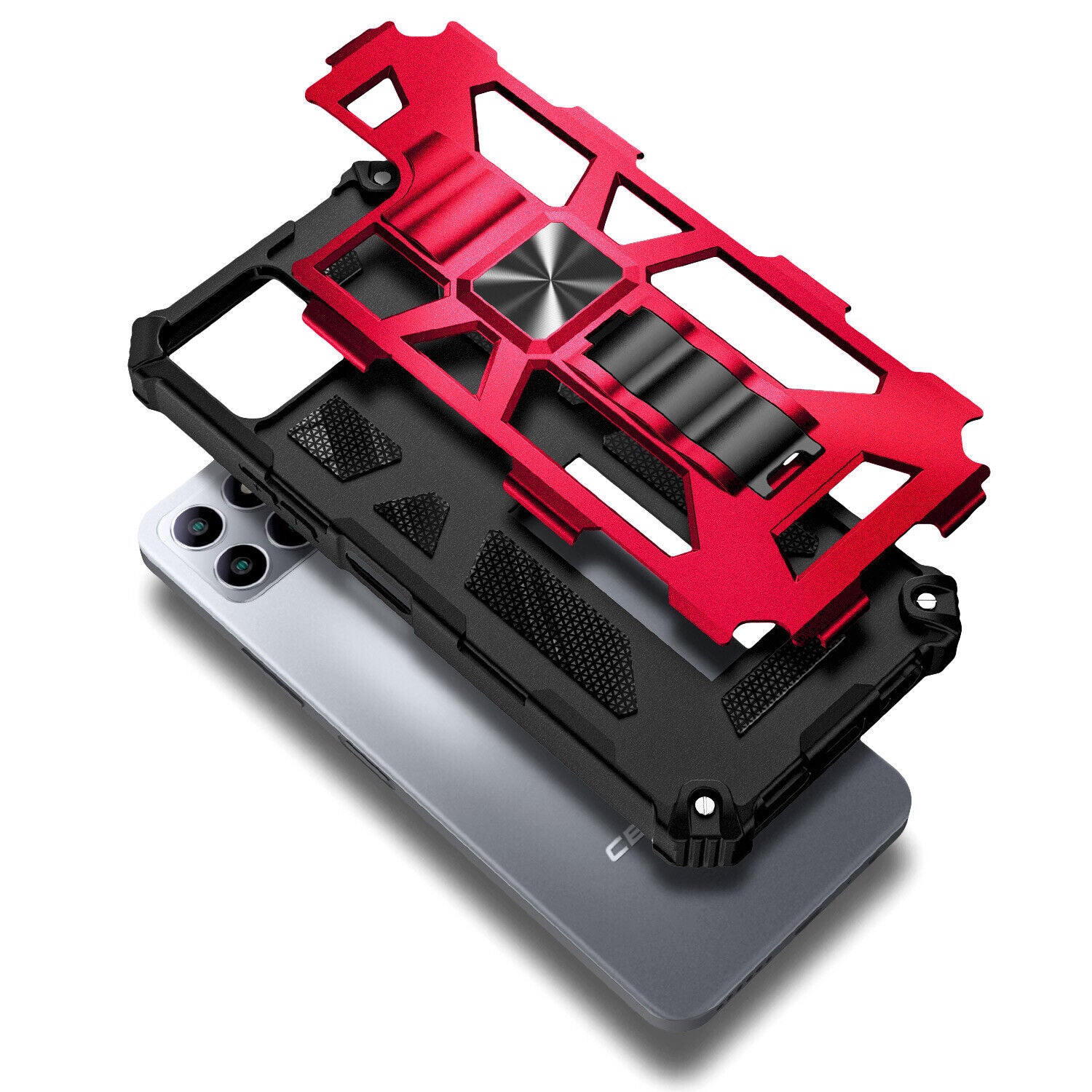 Coque iPhone armure militaire hybride de haute qualité MagSafe Case pour Apple iPhone 15/14/13/12 Pro Max Plus avec support intégré, coque camouflage, protection complète de l'appareil photo et protection d'écran