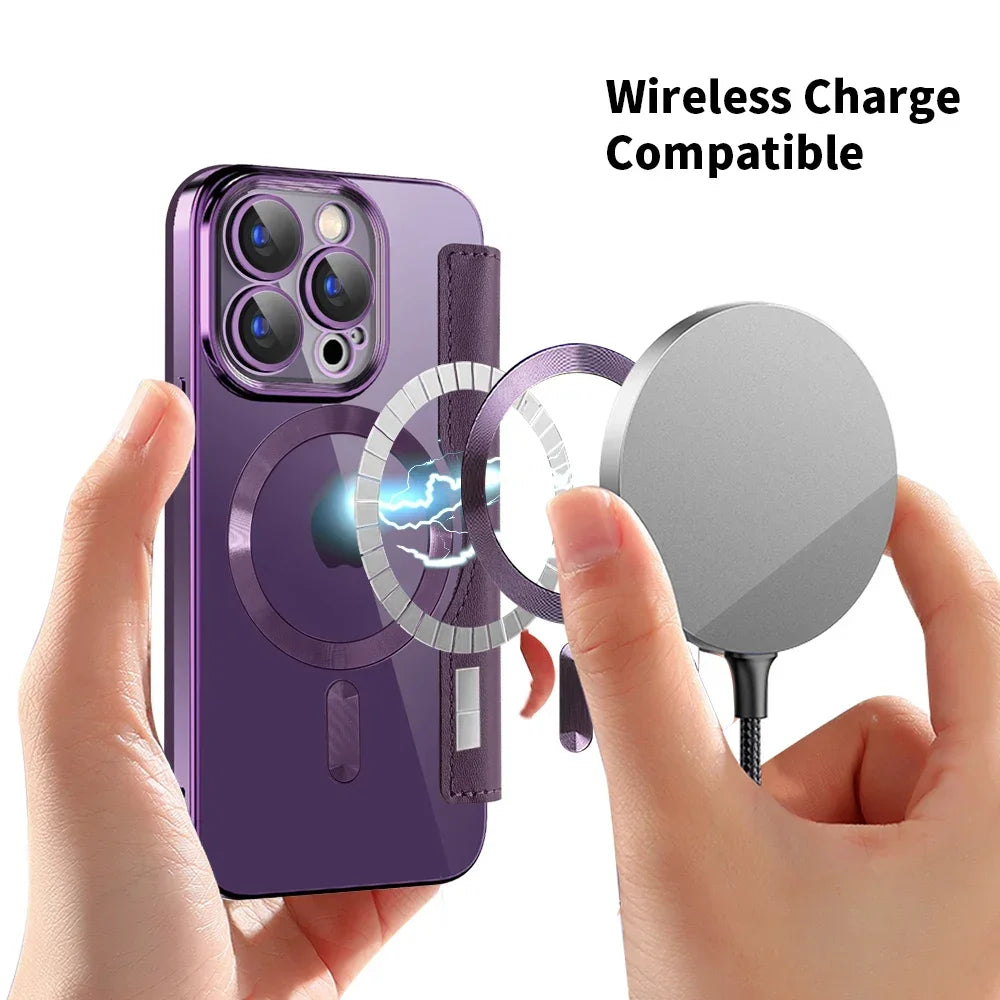 Étui en cuir à rabat de qualité supérieure avec fente pour carte et porte-cartes, étui magnétique et résistant aux chocs pour iPhone | Étui à rabat avec support pour Apple iPhone 15/14/13/12 Pro Max Plus Mini – Étui de protection polyvalent