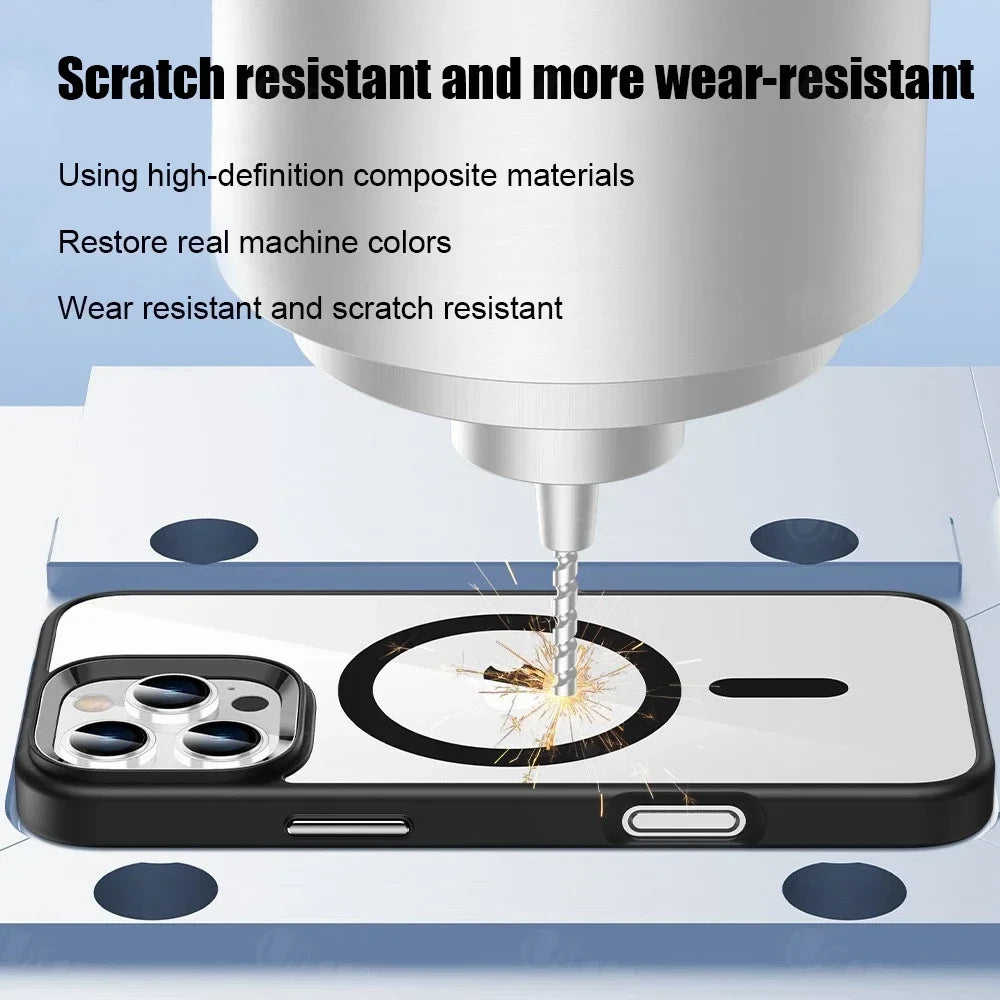 Premium iPhone Case Clear HD | Magnetic MagSafe & Wireless Charging | Shockproof Transparent Hybrid Armor with Camera Lens Protection for Apple iPhone 16/16e, 15, 14, 13, 12 Pro Max, Pro, Plus & Mini Cover