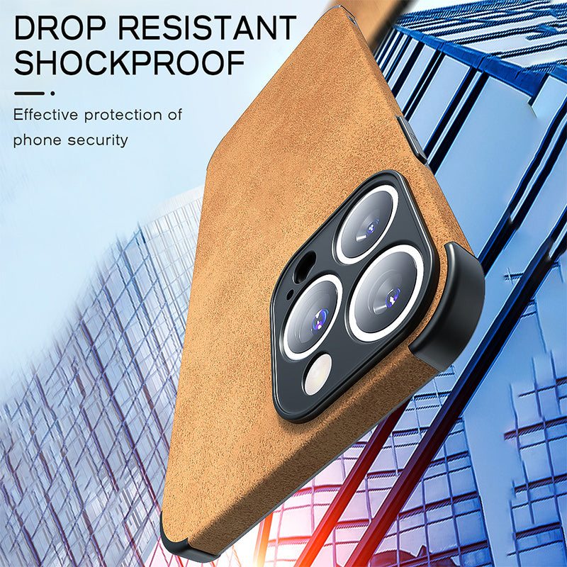 Étui Apple iPhone de luxe personnalisé en cuir d'agneau | Nom personnalisé | Étui MagSafe avec protection d'appareil photo pour iPhone 13 14 15 Pro Max Plus