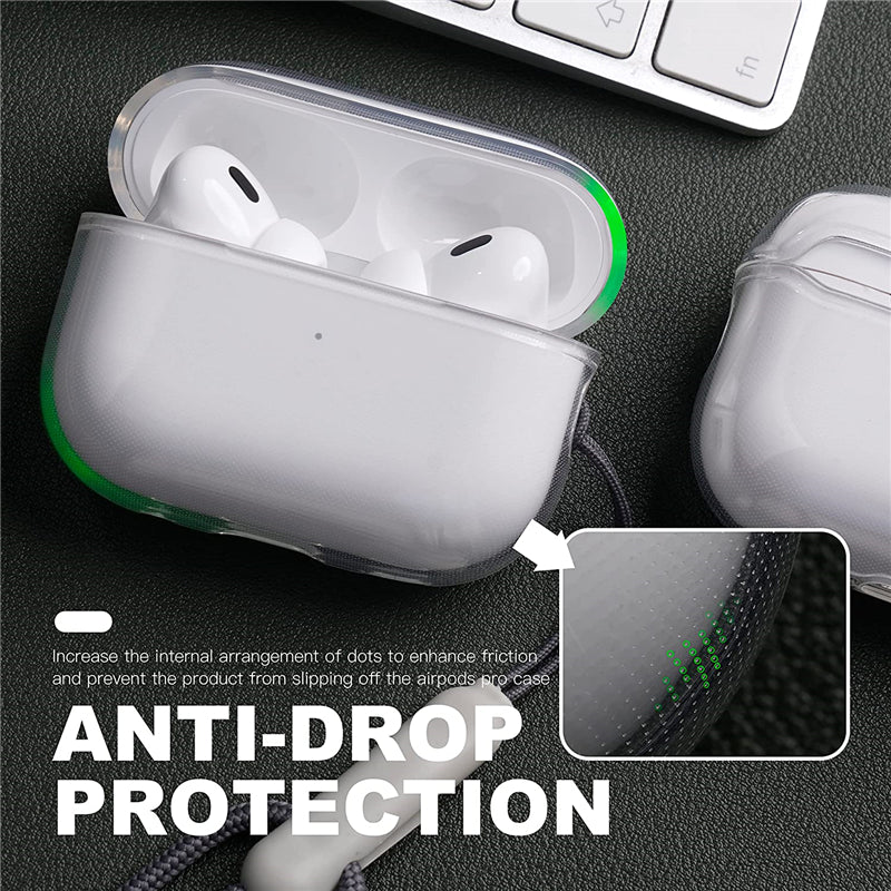 Étui en silicone transparent de haute qualité pour Apple AirPods Pro & 1/2/3 | Étui de protection transparent en TPU souple avec corde - Accessoires pour AirPods