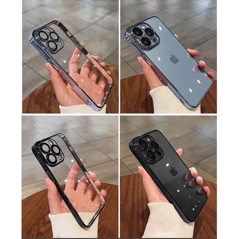 Coque en silicone transparente antichoc de luxe pour Apple iPhone | Revêtement haut de gamme, design pailleté transparent hydrofuge et résistant aux rayures.