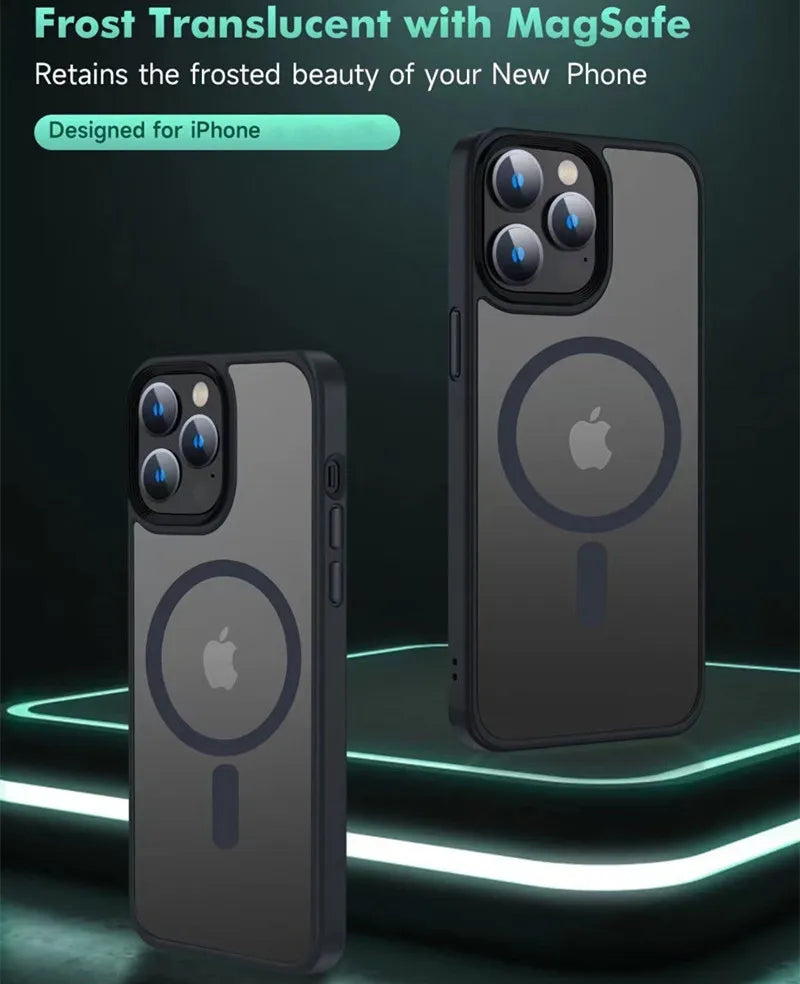 Premium iPhone Case Clear HD | Magnetic MagSafe & Wireless Charging | Shockproof Transparent Hybrid Armor with Camera Lens Protection for Apple iPhone 16/16e, 15, 14, 13, 12 Pro Max, Pro, Plus & Mini Cover