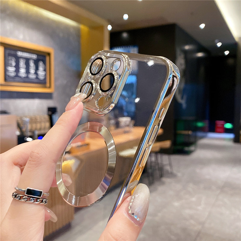 Coque Apple iPhone de luxe magnétique en silicone souple | Protection de l'appareil photo, revêtement transparent de qualité supérieure, chargement sans fil Magsafe et résistant aux rayures.