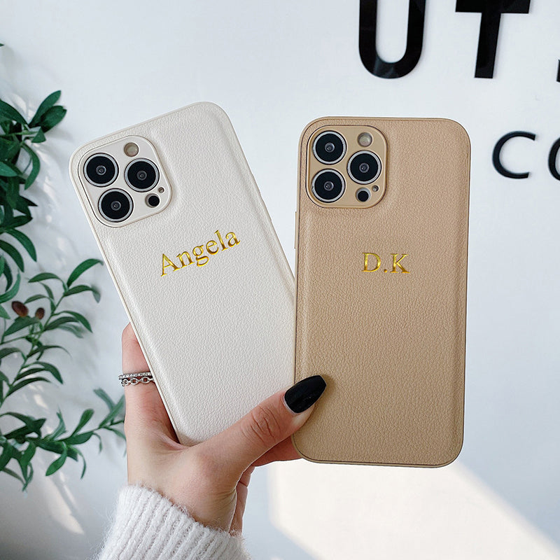 Personalized Luxury Leather iPhone Case for Apple iPhone 16/16e, 15, 14, 13, 12 Pro Max, Pro, Plus & Mini | Name, Initials, Symbols & Numbers | Custom Engraved Case | MagSafe Compatible Cover with Camera Protection & Genuine Leather