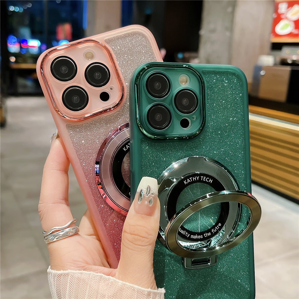 Étui Apple iPhone en métal magnétique | Protection supérieure antichoc de qualité supérieure – Luxe fin mat avec protection d'objectif en verre pour appareil photo, support et couvercle de support de main.