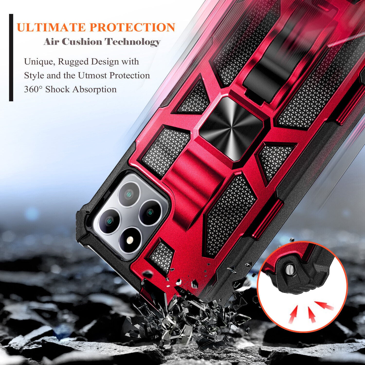 Coque iPhone armure militaire hybride de haute qualité MagSafe Case pour Apple iPhone 15/14/13/12 Pro Max Plus avec support intégré, coque camouflage, protection complète de l'appareil photo et protection d'écran