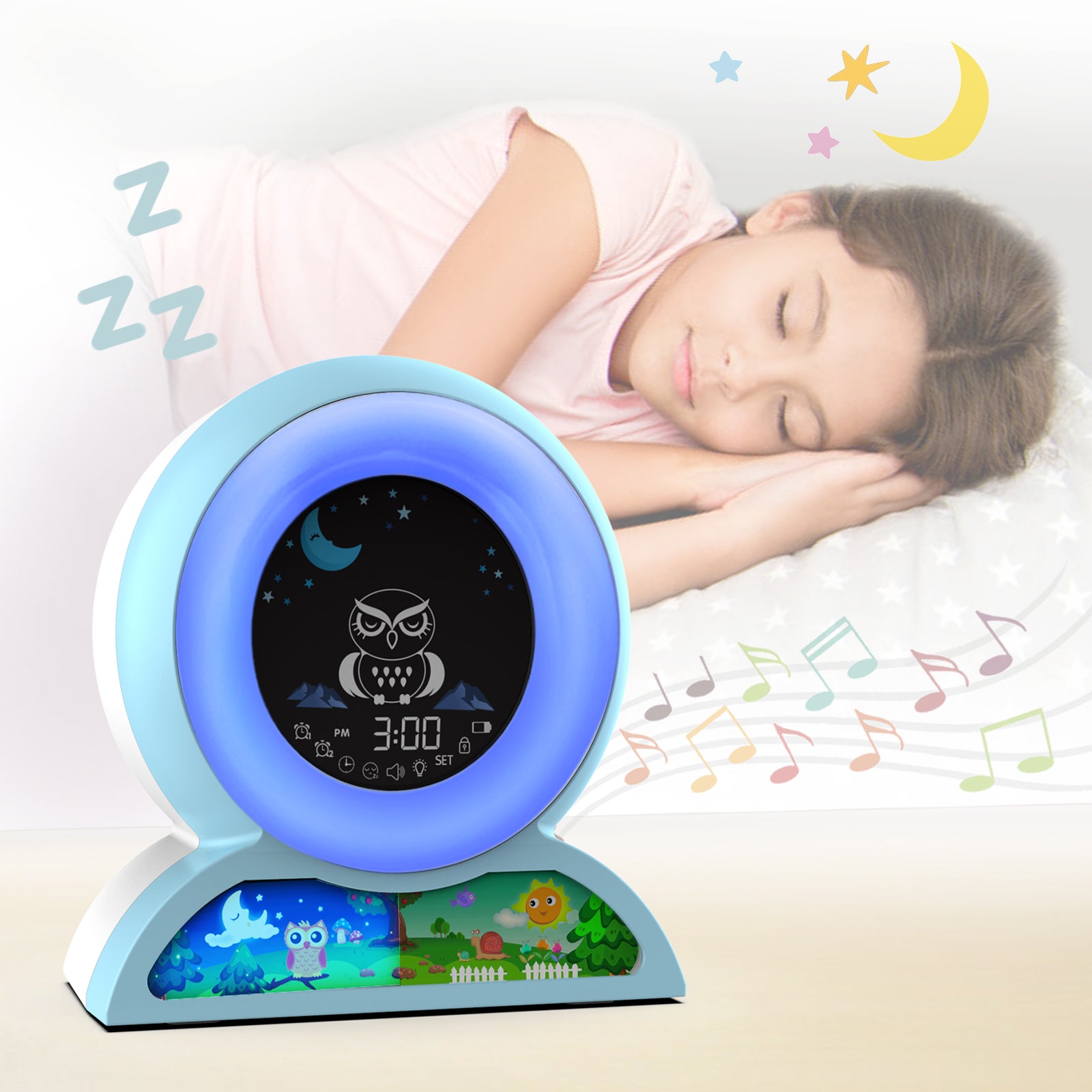 Réveil de luxe pour enfants au design animal mignon : entraîneur de sommeil numérique avec veilleuse colorée, fonction snooze, affichage de la température et minuterie de sieste