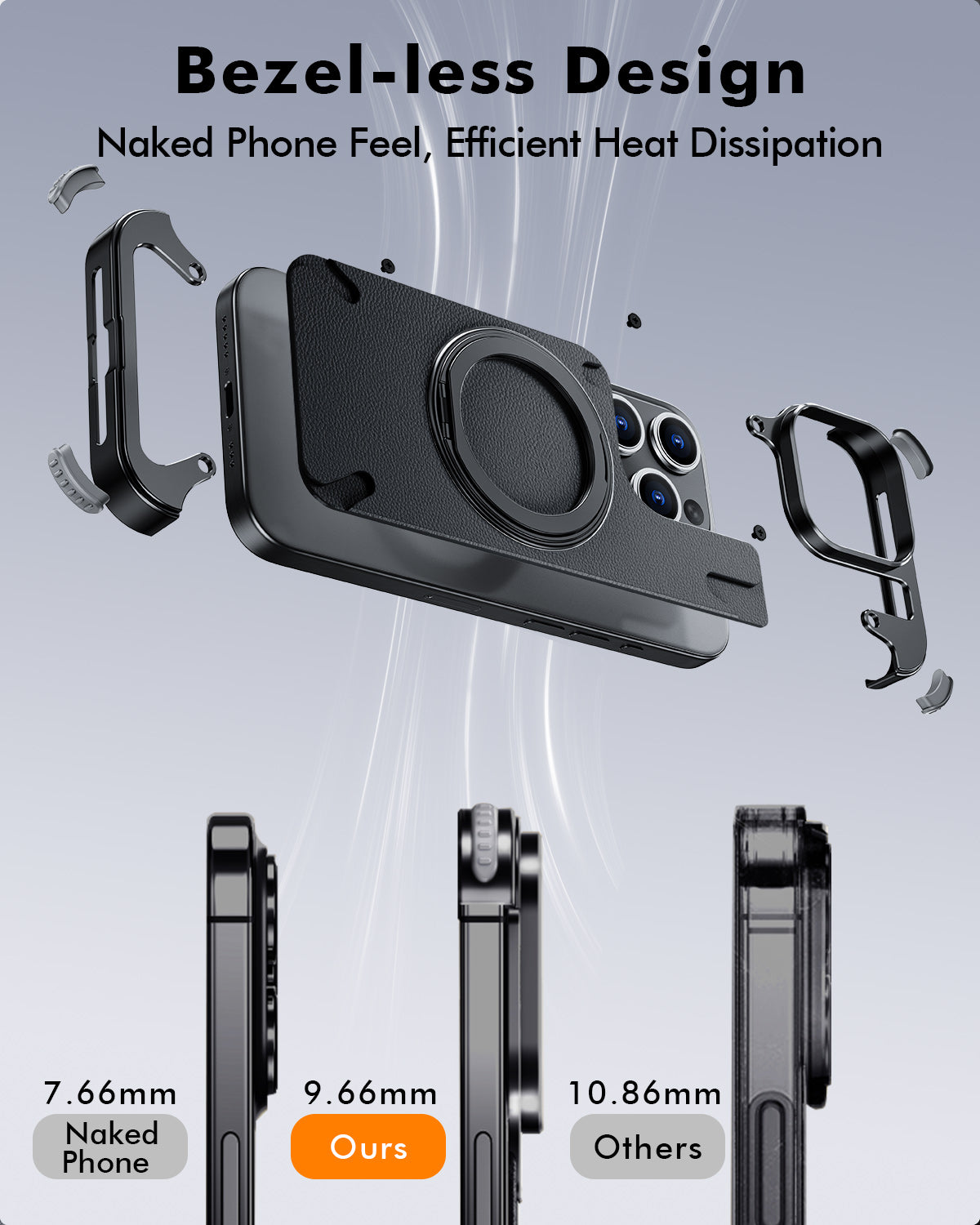 Premium Ultra-Thin Magnetic Frameless Matte Metal Aluminum Stand iPhone Case | MagSafe Case with 360-Degree Protection & Camera Lens Cover for Apple iPhone 16/15/14/13/12 Pro Max, Pro, Plus, e & Mini Cover | Shockproof Armor Case & Bumper Protective Cover