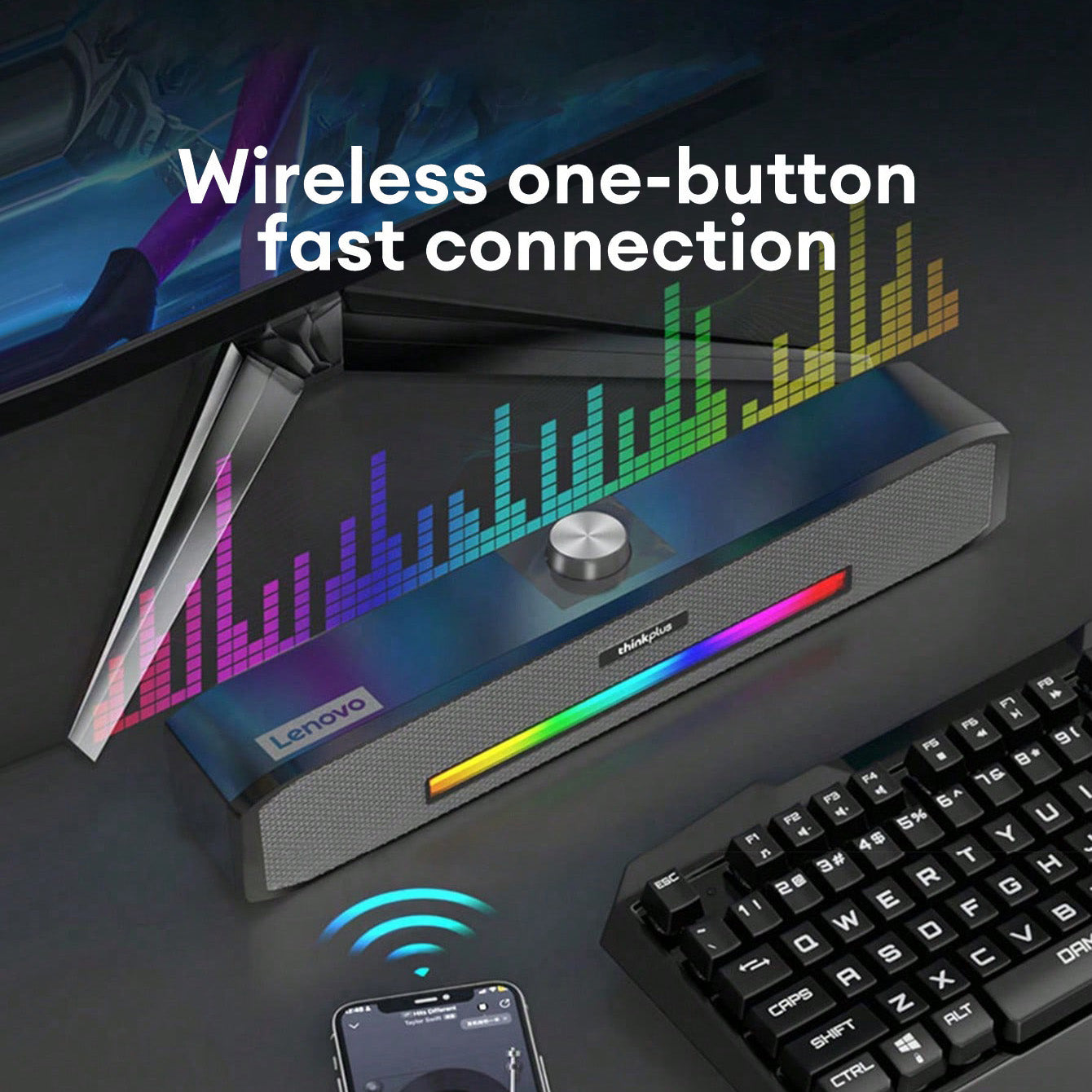 Haut-parleur original haut de gamme avec câble et Bluetooth 5.0 pour ordinateurs de bureau, ordinateurs portables et MacBook Barre de son surround home cinéma avec caisson de basses