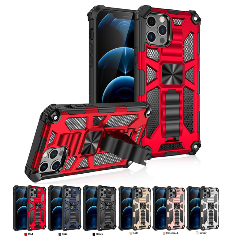 Coque iPhone armure militaire hybride de haute qualité MagSafe Case pour Apple iPhone 15/14/13/12 Pro Max Plus avec support intégré, coque camouflage, protection complète de l'appareil photo et protection d'écran