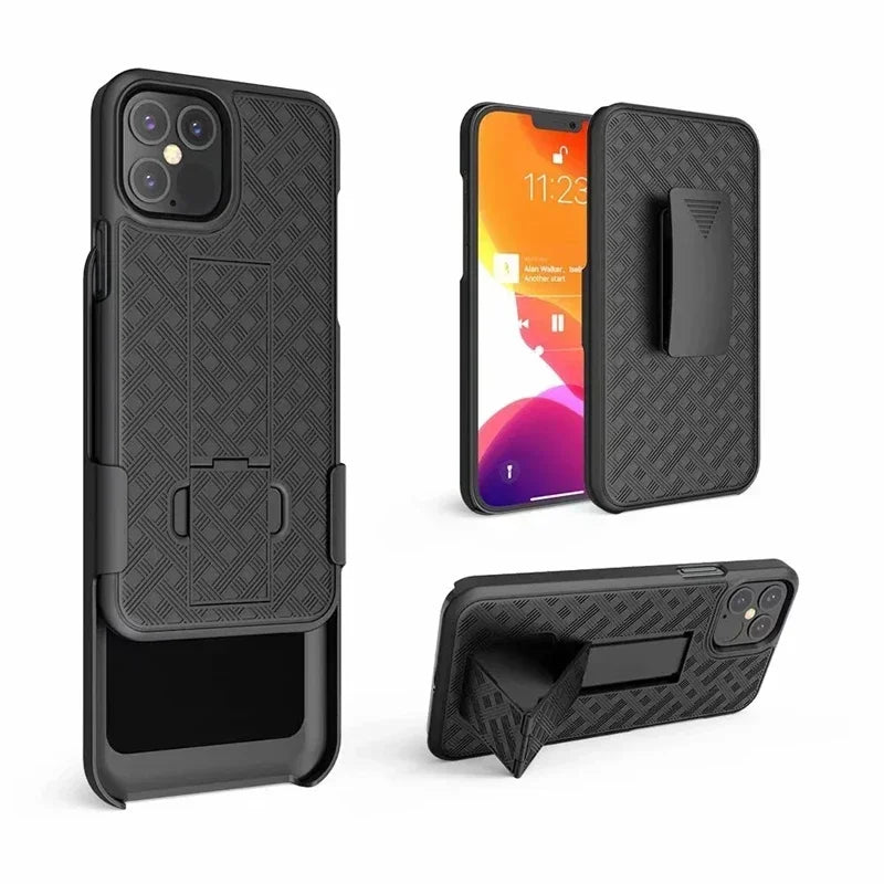 Étui combiné 2 en 1 de haute qualité avec clip ceinture et support pour iPhone | Étui MagSafe pour Apple iPhone 15/14/13/12 Pro Max Plus | Étui de téléphone blindé et housse de protection pour appareil photo
