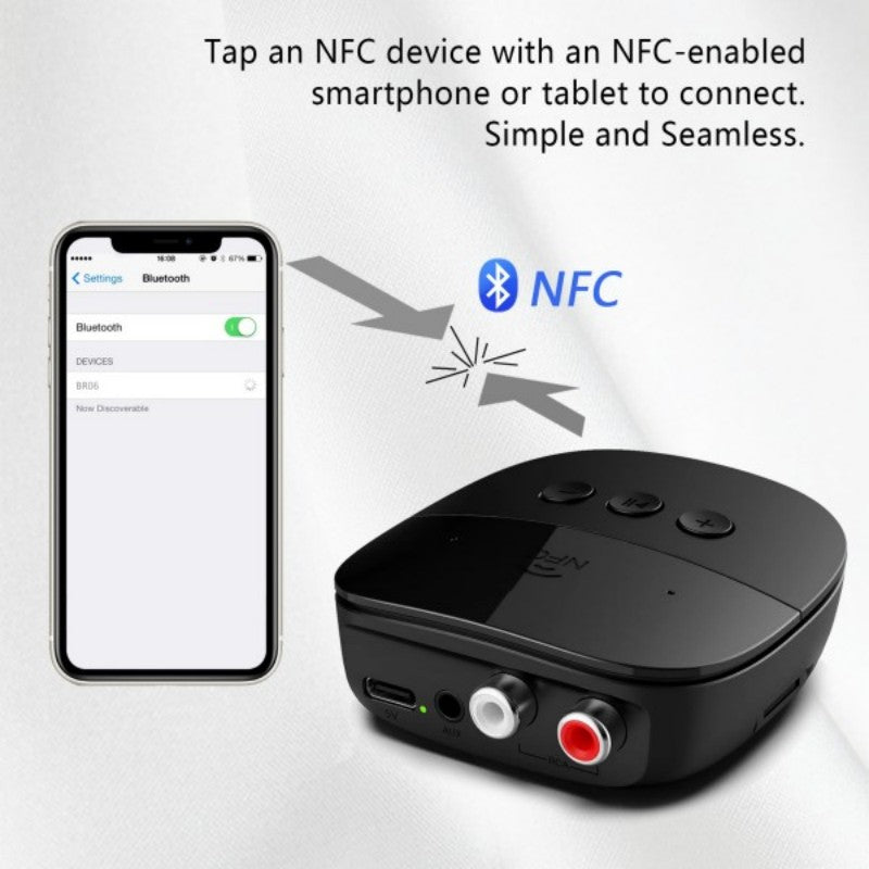 Premium Bluetooth 5.2 Audio Receiver: RCA, 3.5mm AUX, USB, NFC, Wireless Adapter with Microphone | U-Disk, TF Card for Car Kit, Speaker, Amplifier | Compatible with Smartphone, Laptop, Tablet, PC, Apple iPhone, iPad, MacBook, iOS, Android, Samsung