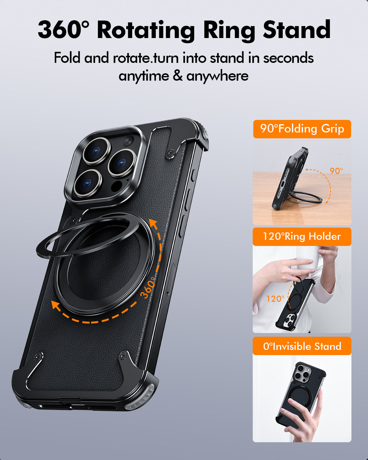 Premium Ultra-Thin Magnetic Frameless Matte Metal Aluminum Stand iPhone Case | MagSafe Case with 360-Degree Protection & Camera Lens Cover for Apple iPhone 16/15/14/13/12 Pro Max, Pro, Plus, e & Mini Cover | Shockproof Armor Case & Bumper Protective Cover