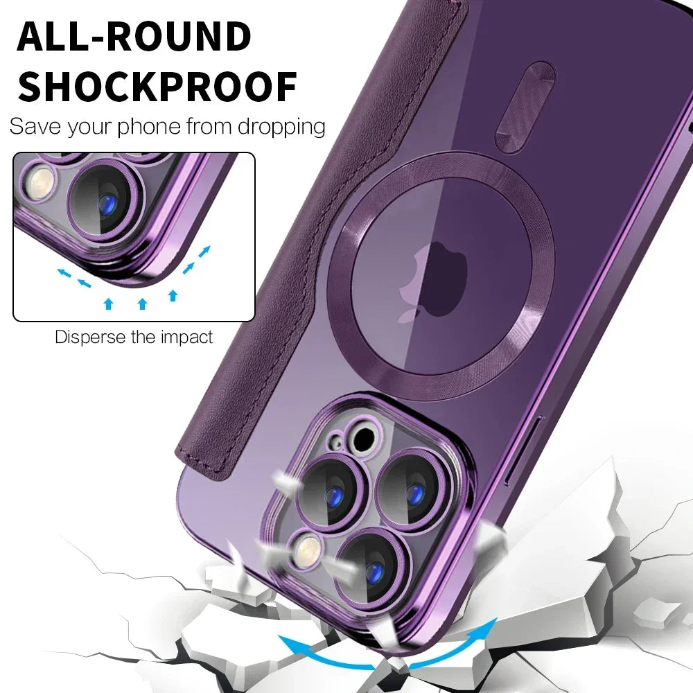 Étui en cuir à rabat de qualité supérieure avec fente pour carte et porte-cartes, étui magnétique et résistant aux chocs pour iPhone | Étui à rabat avec support pour Apple iPhone 15/14/13/12 Pro Max Plus Mini – Étui de protection polyvalent