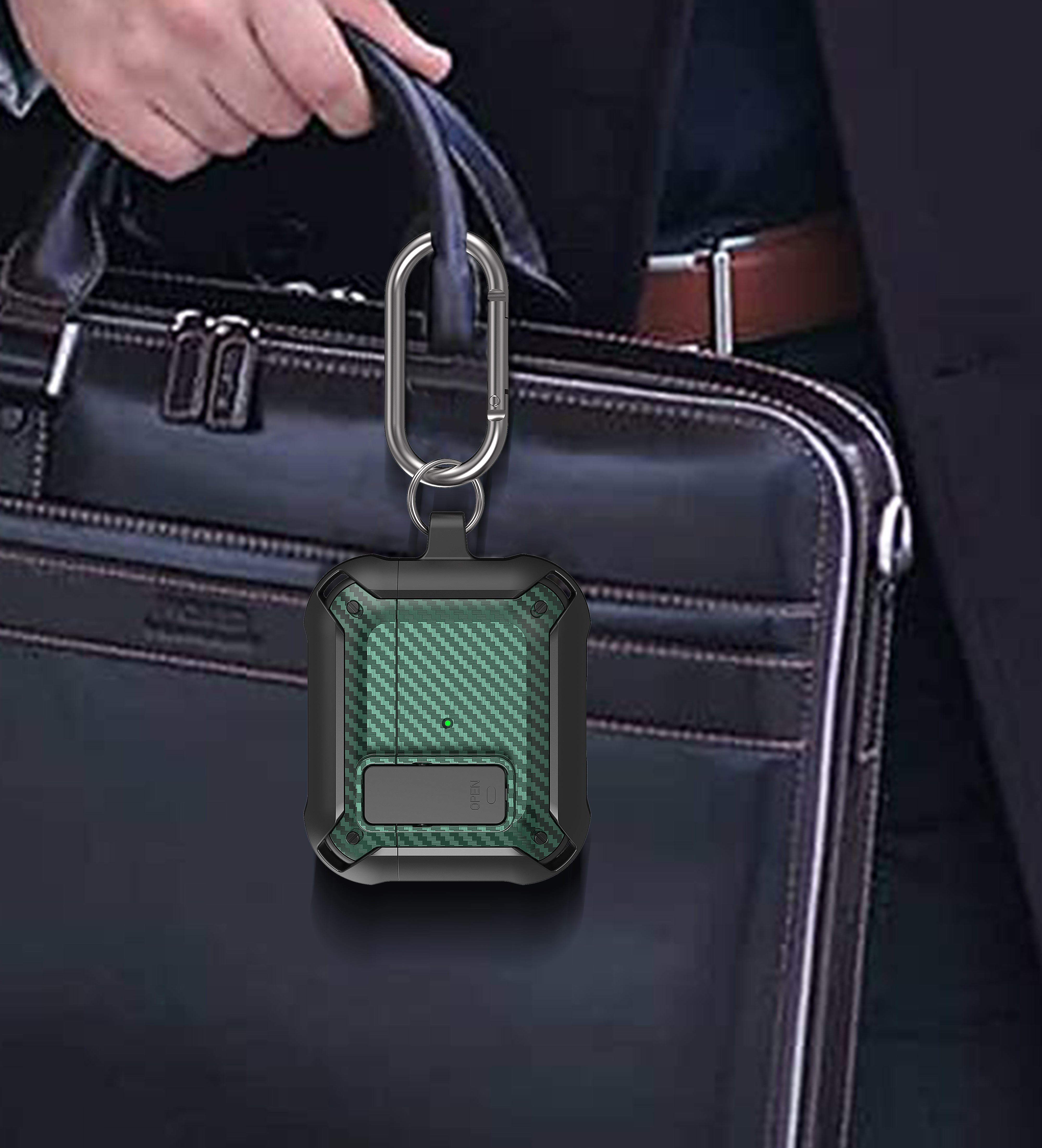 Étui de protection en fibre de carbone pour Apple AirPods | Housse pour AirPods haut de gamme résistante aux chocs, à la poussière, aux rayures et à l'eau