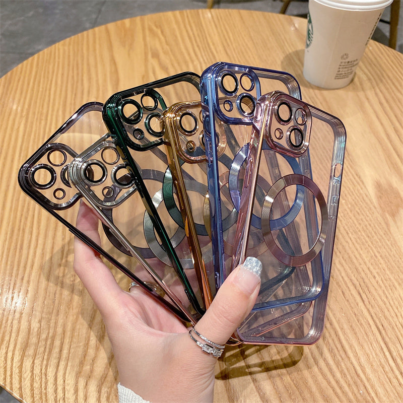 Coque Apple iPhone de luxe magnétique en silicone souple | Protection de l'appareil photo, revêtement transparent de qualité supérieure, chargement sans fil Magsafe et résistant aux rayures.