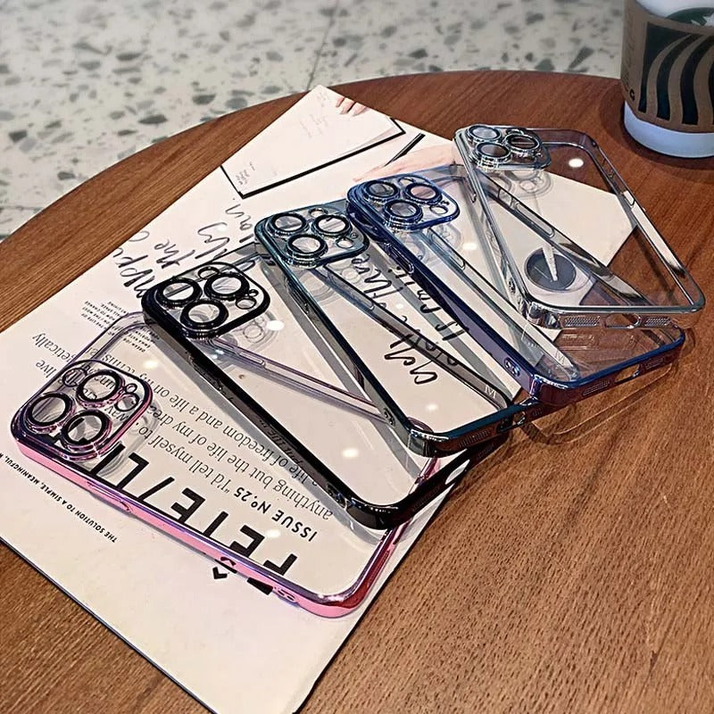 Coque en silicone transparente antichoc de luxe pour Apple iPhone | Revêtement haut de gamme, design pailleté transparent hydrofuge et résistant aux rayures.