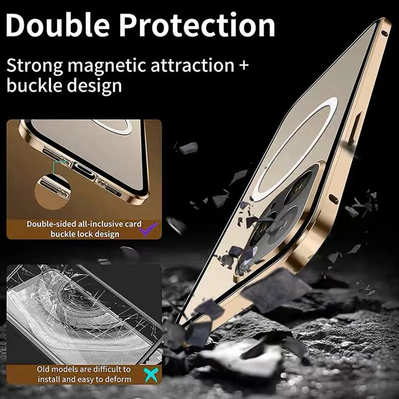 High-Quality iPhone Case with 360° Full Sealed Protection of Glass and Metal | MagSafe-Compatible Protective Case, 360-Degree Protection, Camera Lens Protection for Apple iPhone 16/16e, 15, 14, 13, 12 Pro Max, Pro, Plus & Mini Cover | Armor Bumper Case