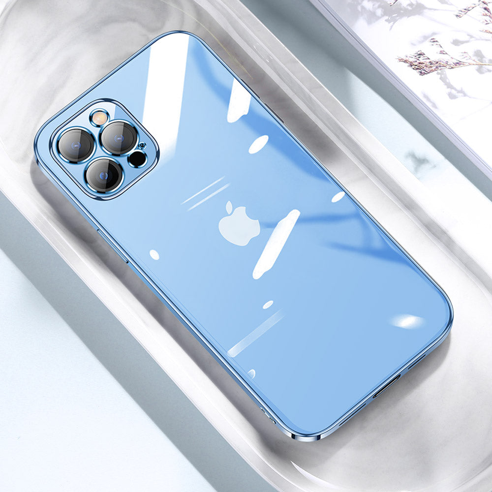 Transparent Silicone Case for Apple iPhone 16/15/14/13/12 Pro Max Plus Mini | Clear Military-Strength Protection with Premium Plating Square Frame