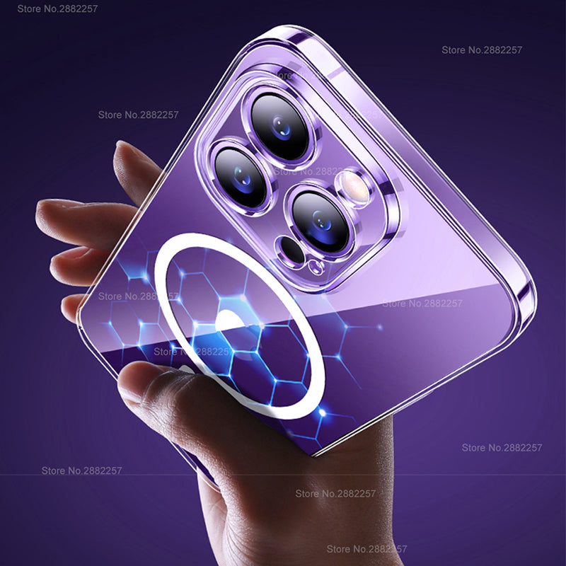 Luxury Ultra-Thin iPhone Case with MagSafe: 360° Full Metal and Glass Protection, Magnetic Adsorption | Shockproof with Glass Lens Camera Protection | Stylish Phone Cover for Apple iPhone 16/16e, 15, 14, 13, 12 Pro Max, Pro, Plus & Mini