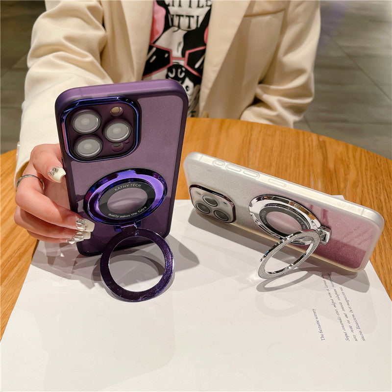 Étui Apple iPhone en métal magnétique | Protection supérieure antichoc de qualité supérieure – Luxe fin mat avec protection d'objectif en verre pour appareil photo, support et couvercle de support de main.