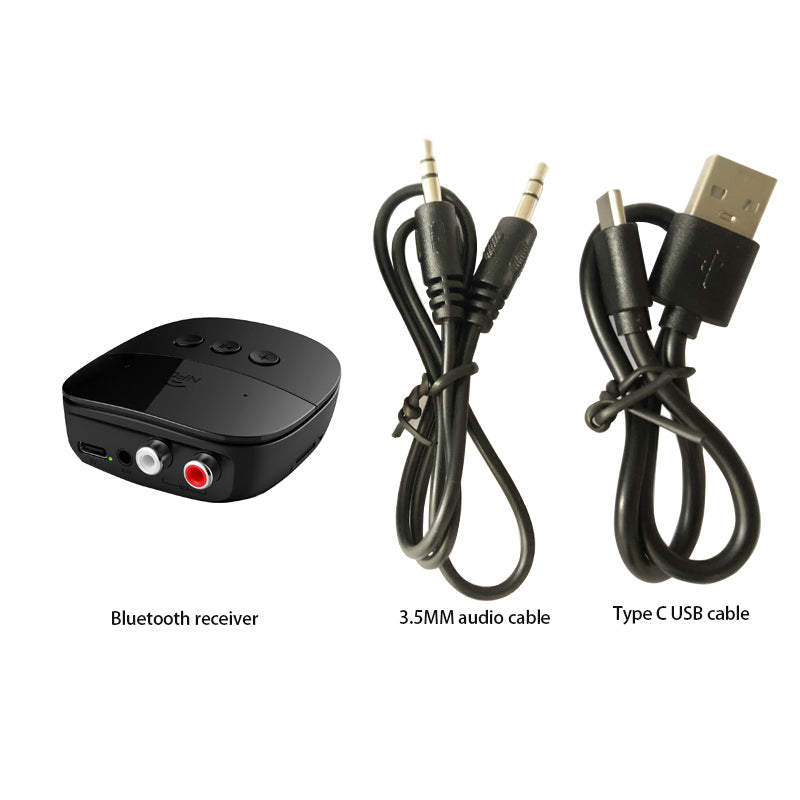 Premium Bluetooth 5.2 Audio Receiver: RCA, 3.5mm AUX, USB, NFC, Wireless Adapter with Microphone | U-Disk, TF Card for Car Kit, Speaker, Amplifier | Compatible with Smartphone, Laptop, Tablet, PC, Apple iPhone, iPad, MacBook, iOS, Android, Samsung