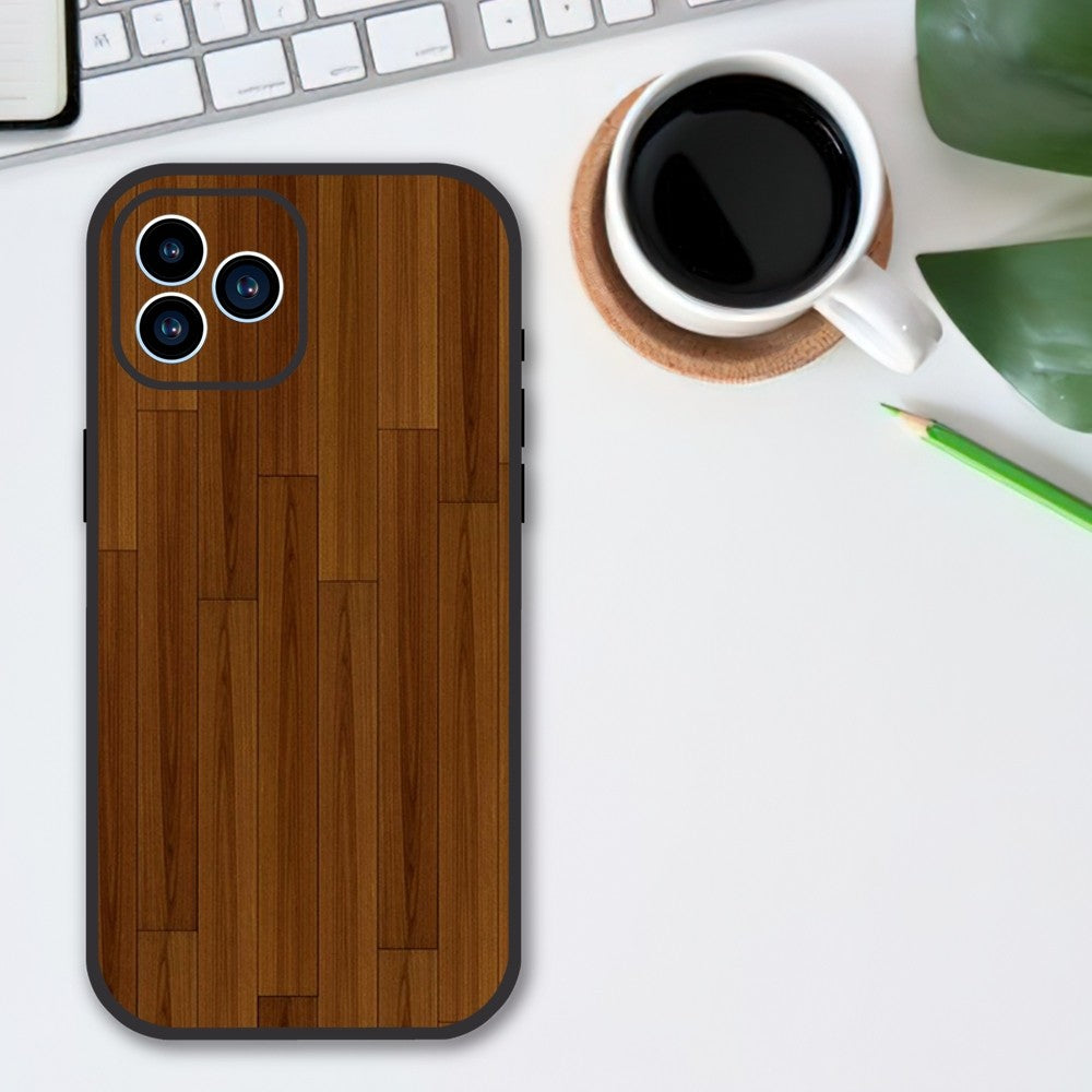 Luxury iPhone Case Made of Solid Wood Bamboo and Metallic with Smooth Brown Wood Grain | MagSafe Case with 360-Degree Protection & Camera Lens Cover for Apple iPhone 16/16e, 15, 14, 13, 12 Pro Max, Pro, Plus & Mini Cover | Shockproof Phone Case