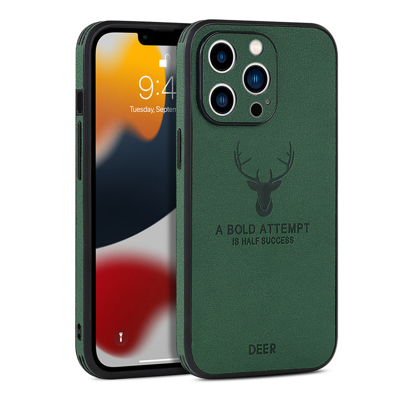 Pare-chocs de luxe avec motif de cerf et citation de motivation sur toile iPhone Case | Étui MagSafe avec housse de protection pour appareil photo | Coque pour Apple iPhone 15/14/13/12 Pro Max Plus | Étui blindé Étui de téléphone portable de haute qualité