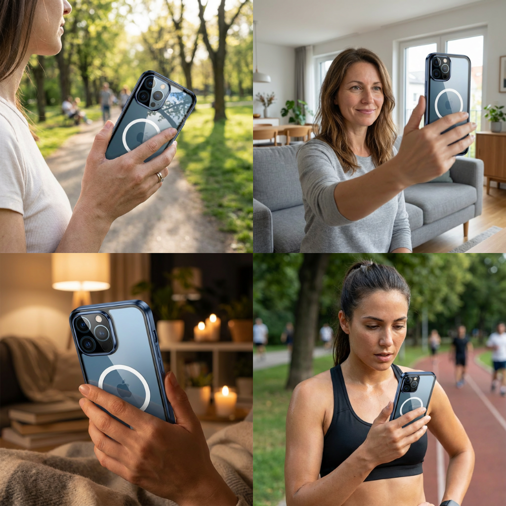 Coque iPhone Magnétique | MagSafe, Protection Complète 360°, Protection Caméra et Écran, Aluminium & Verre, Antichoc, Coque de Protection Transparente et Claire