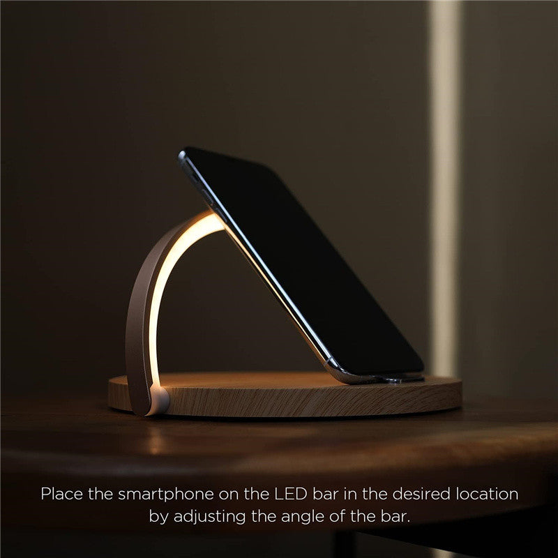 Chargeur de lampe de bureau de nuit LED haut de gamme et station de charge rapide 10 W | Station d'accueil de chargement rapide sans fil pour Apple iPhone 15/14/13/12/11 Pro Max Plus Mini, AirPods, Samsung, iOS et Android