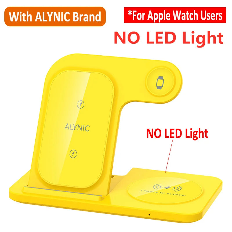 Station de charge rapide sans fil 3 en 1 Chargeur pliable 30 W Support de charge LED : Station de charge Station d'accueil MagSafe pour Apple iPhone, montre, AirPods