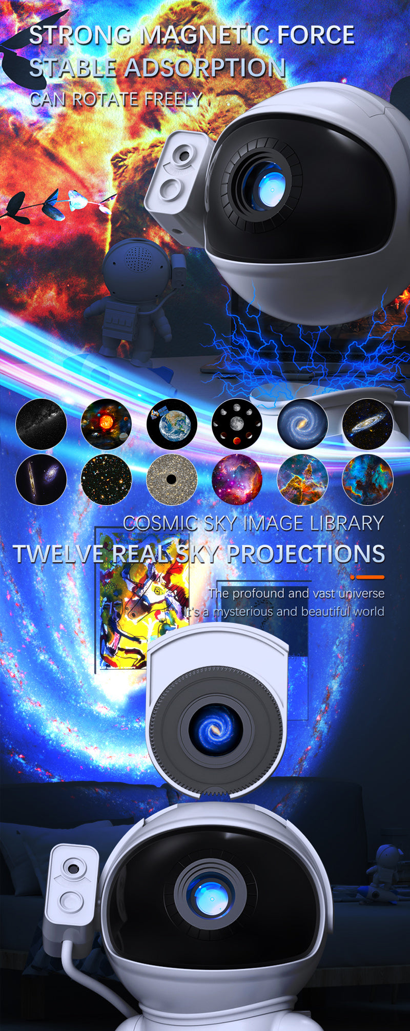 Hochwertiges Astronaut Sternenprojektor Nachtlicht mit Fernbedienung