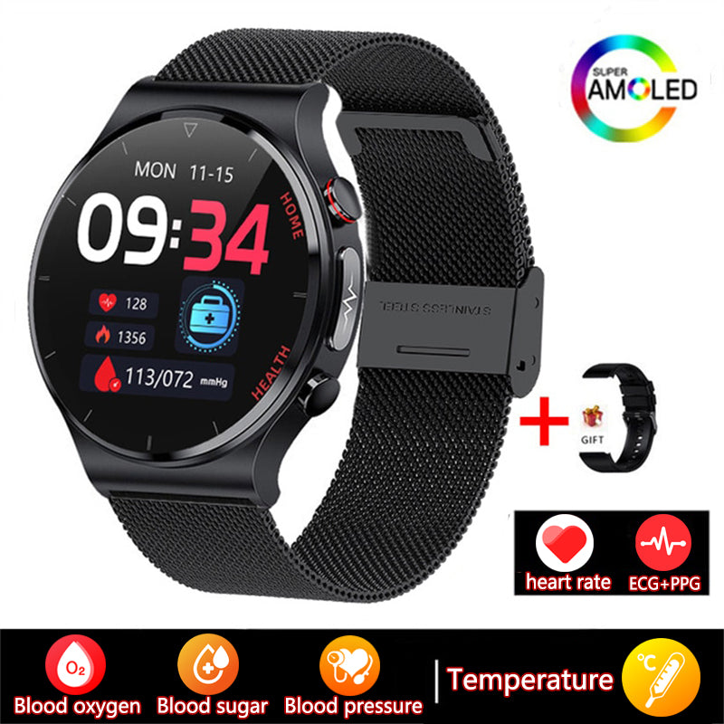 Premium Smartwatch für Männer | Uhr 4 Pro mit AMOLED HD Bildschirm Bluetooth Anruf, GPS Herzfrequenzmessung